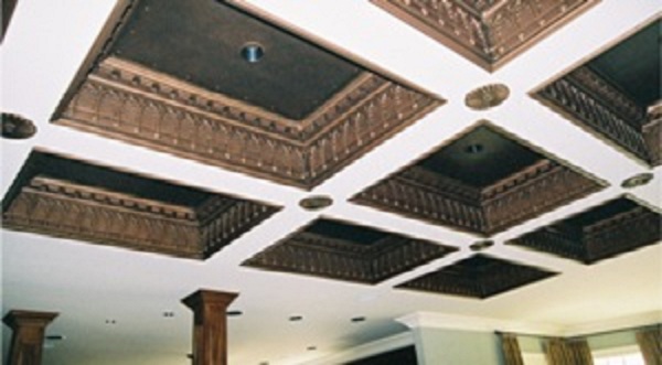 Cast Plaster Rosette CRA87 | With Coffered Ceiling