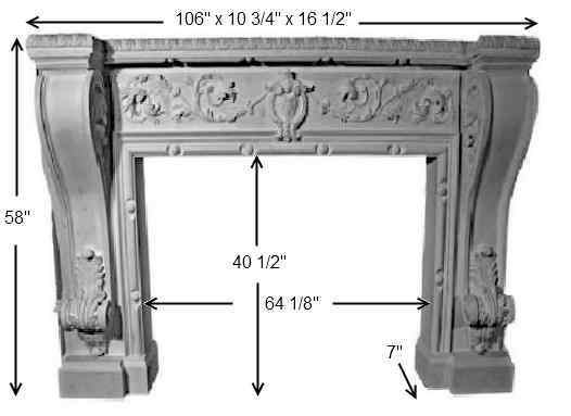 MT1009 Cast Stone Mantel Dimensions